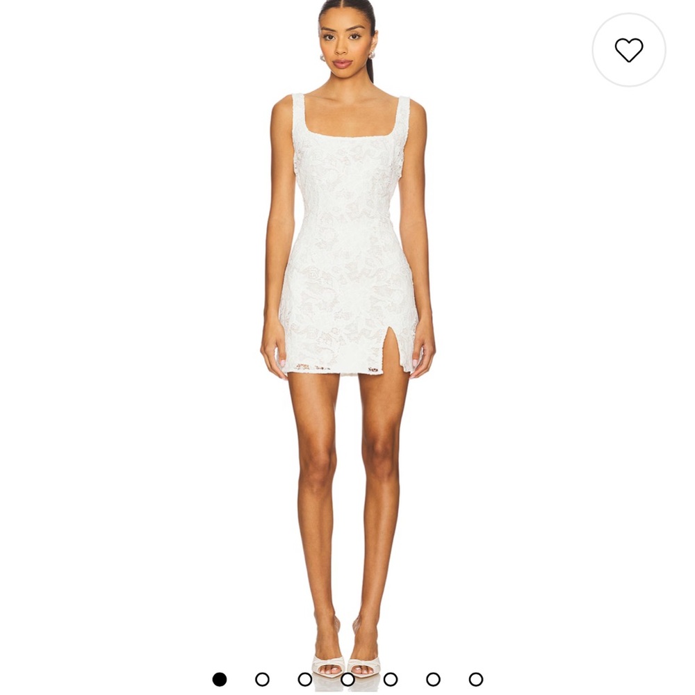 Tularosa White Lace Mini Dress with Square Neck